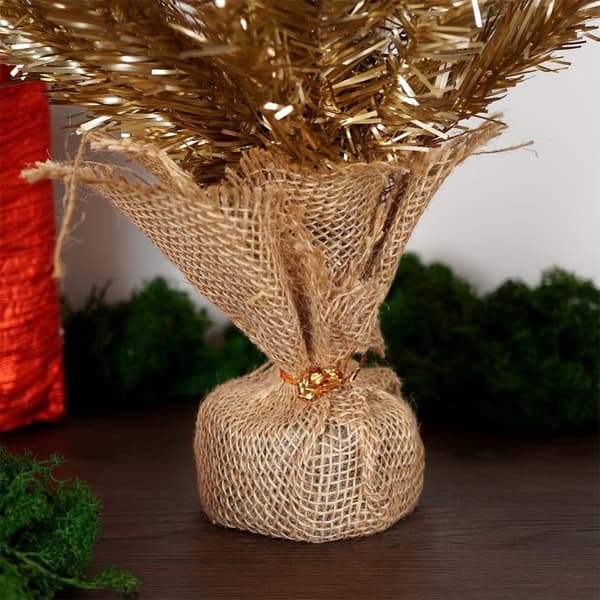 Gyldent kunstjuletre 60 cm med stabil bunn