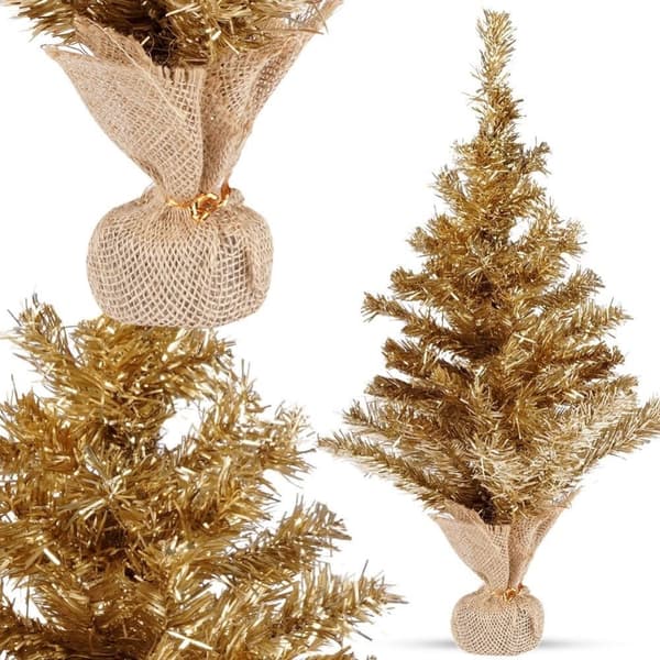 Gyldent kunstjuletre 60 cm med stabil bunn