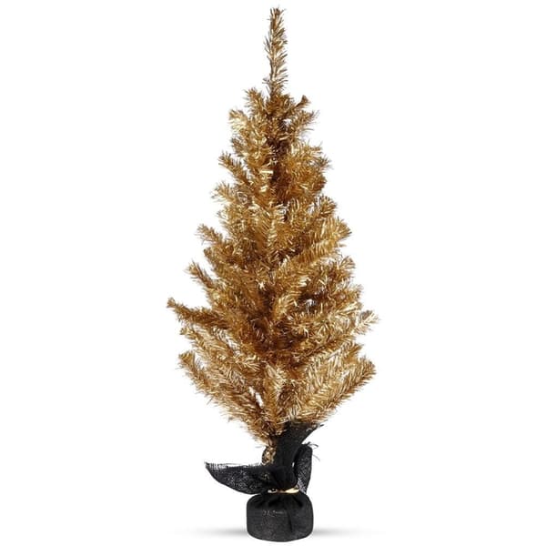 Gyldent kunstjuletre 90 cm med stabil bunn