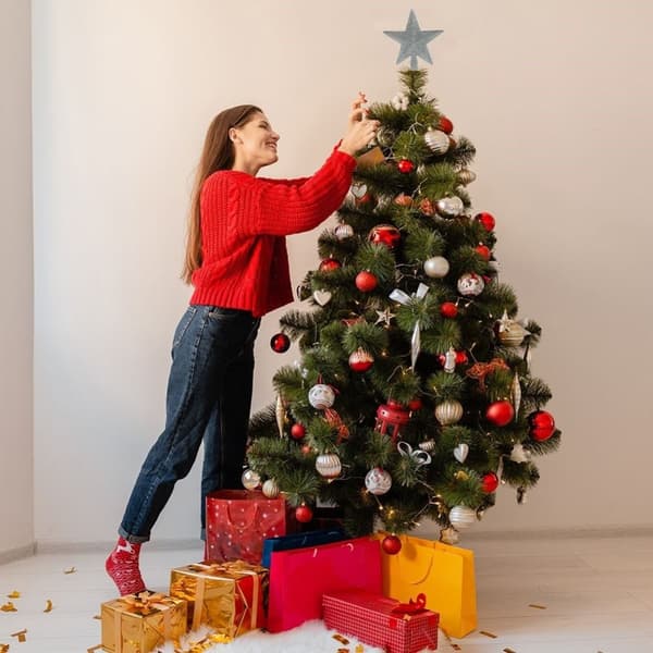Julgransstjärna i Silver med Glitter för Magisk Jul