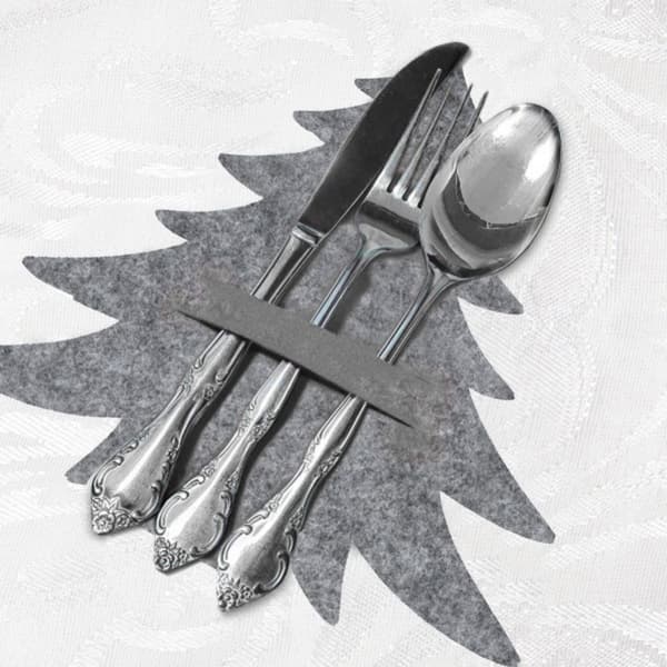 Julbestickhållare i filt - 4 julgranformade hållare
