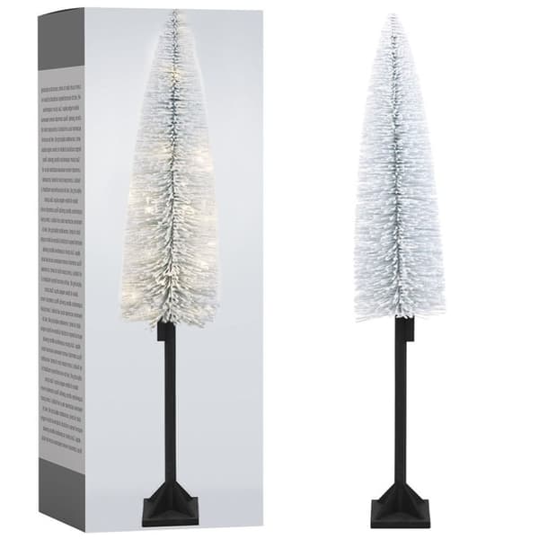 Hvidt juletræ 147 cm med 30 LED-lys og snedækket effekt