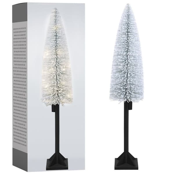Vit konstgjord julgran 120 cm med 25 LED-lampor och snöeffekt