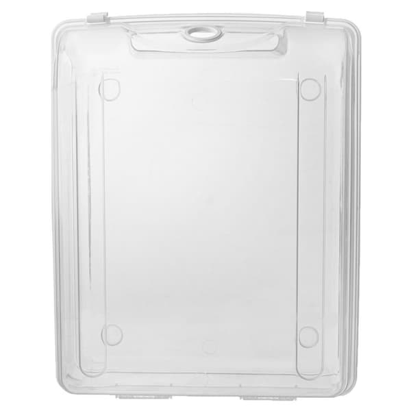 Transparent opbevaringsboks med låg og ventilationshul