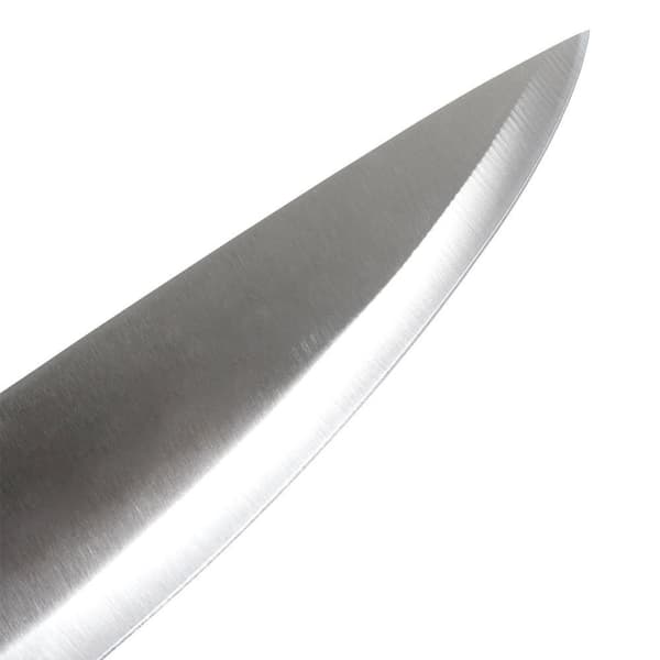 Kokkekniv: Rustfrit stål, skridsikkert greb, alsidig.
