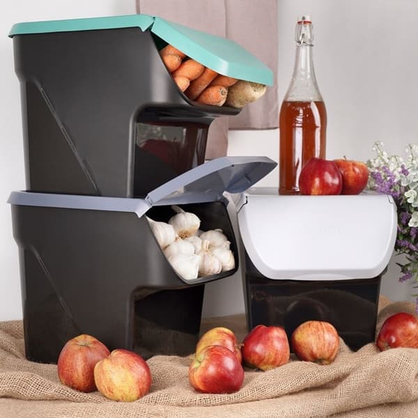 Plastbeholder med åbningslåg til frugt og grønt