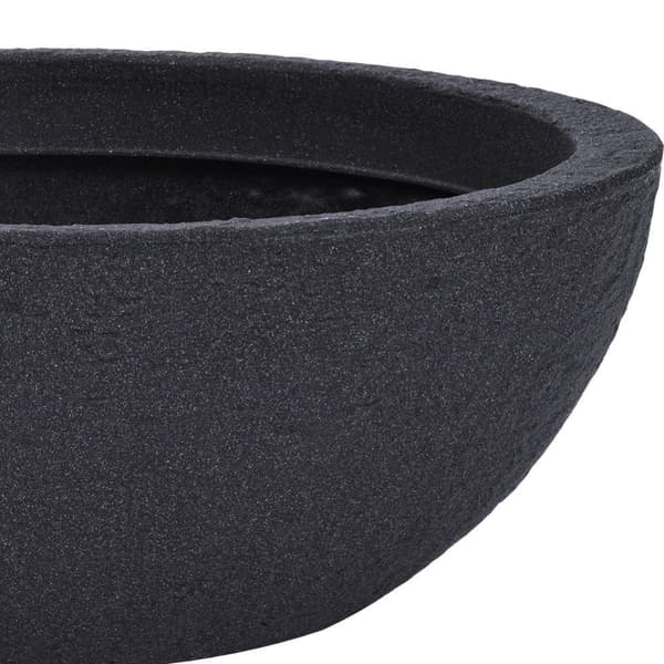 Oval værbestandig plastpotte som imiterer stein for utendørs bruk