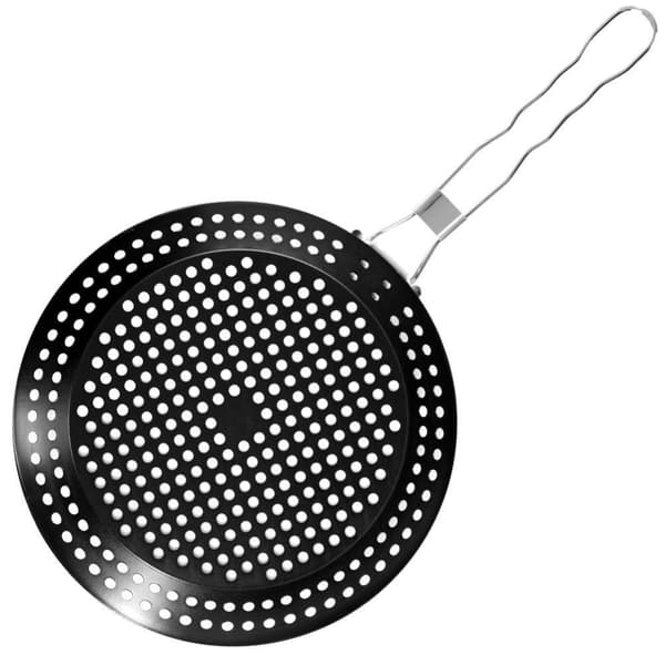 Grillpanne: Non-stick, perforert overflate, langt håndtak