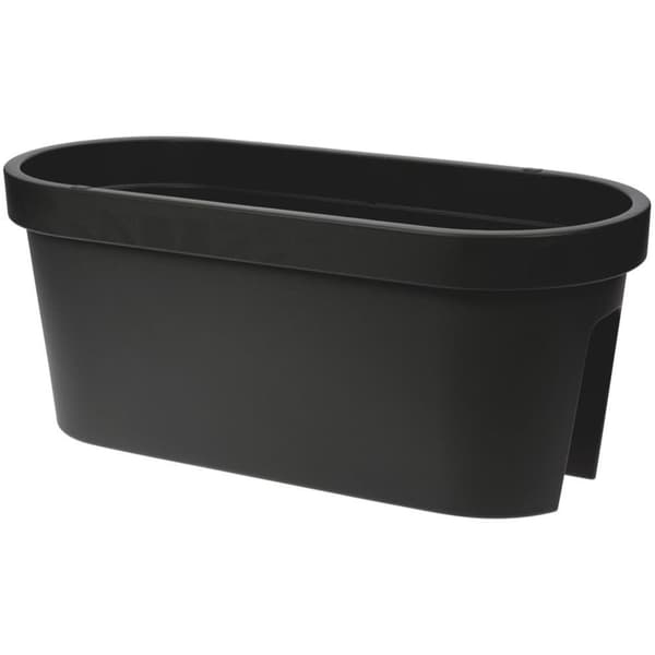 Blomsterpotte til rekkverk, 90 % resirkulert, trendy sort farge