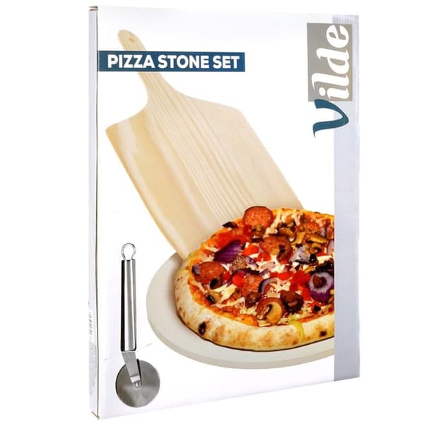 Pizzasett med stein, spade og kutter for perfekte pizzaer