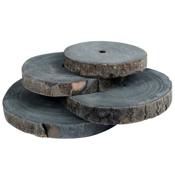 Sett med 4 grafittfargede trestykker med bark - Naturlig design