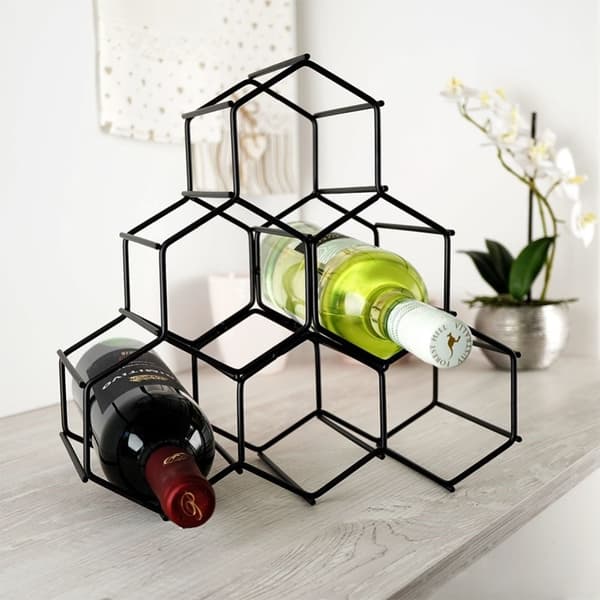 Elegant og stilig vinflaske i sort metall for 6 flasker