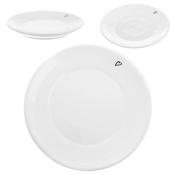 Keramisk Fad 12 cm - Hvid Design med Hjertemotiv, Tåler opvaskemaskine