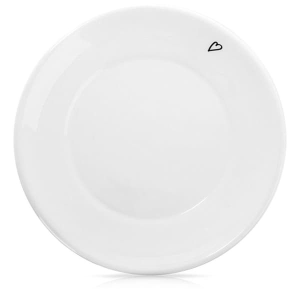Keramisk Fad 12 cm - Hvid Design med Hjertemotiv, Tåler opvaskemaskine