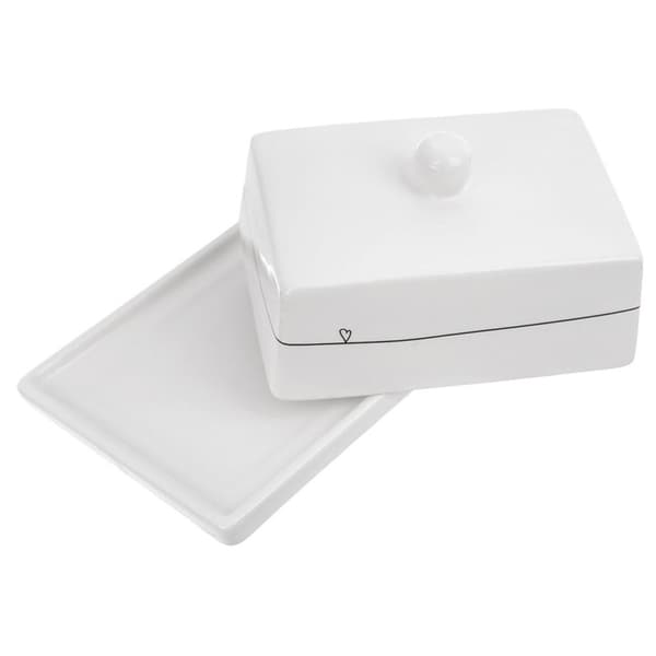 Minimalistisk Vit Smörbytta med Handtag och Keramik