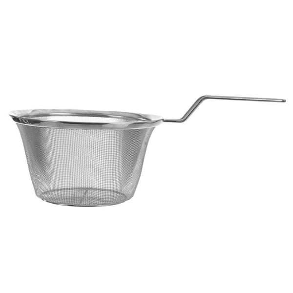 Ståltrådkurv med langt håndtak for steking og siling