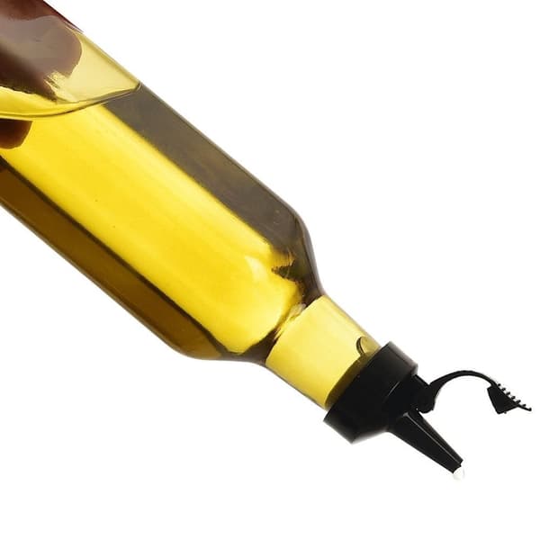 Olivenolieflaske med genlukkelig dosering, 265 ml, gult glas