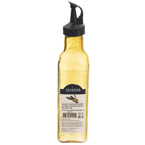 Olivenolieflaske med genlukkelig dosering, 265 ml, gult glas