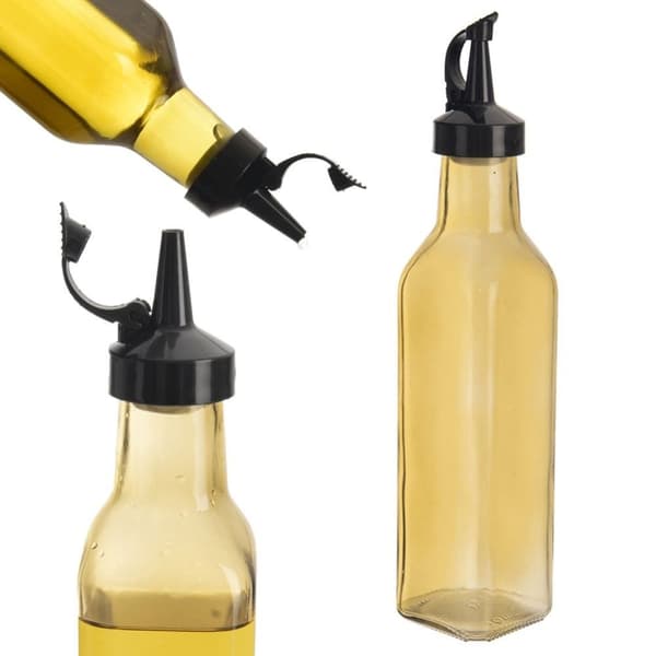Olivenolieflaske med genlukkelig dosering, 265 ml, gult glas