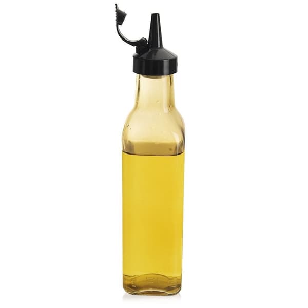 Olivenolieflaske med genlukkelig dosering, 265 ml, gult glas