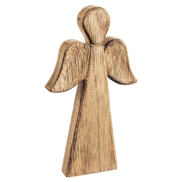 Ängelträfigur i mangoträ – Klassisk och Naturlig Dekoration