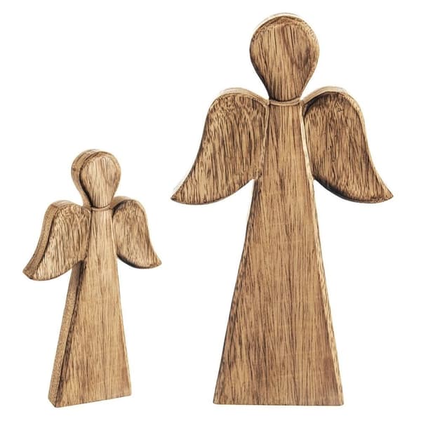 Ängelträfigur i mangoträ – Klassisk och Naturlig Dekoration
