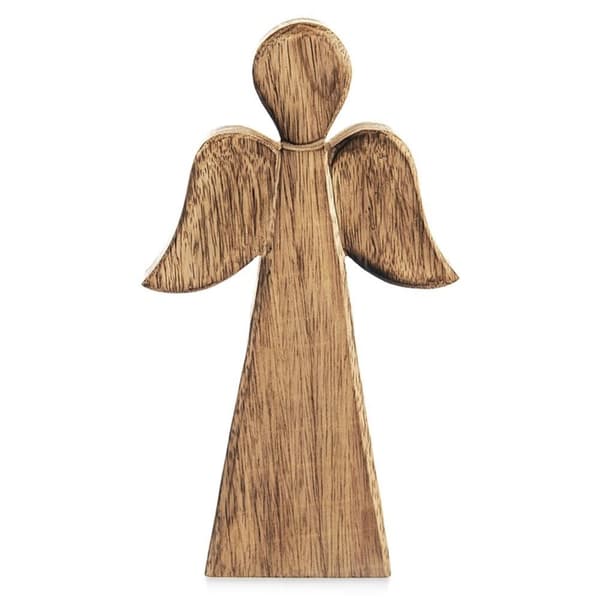Ängelträfigur i mangoträ – Klassisk och Naturlig Dekoration