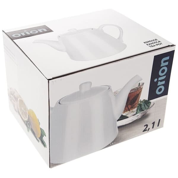 Elegant hvid porcelænskande, 2L, tåler opvaskemaskine og mikroovn
