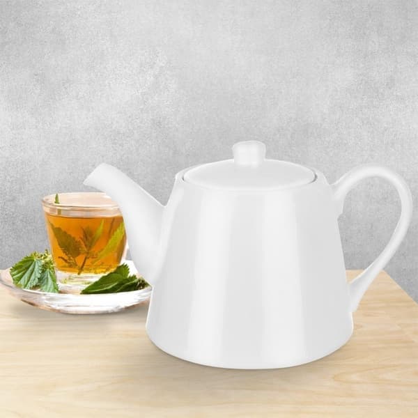 Elegant hvid porcelænskande, 2L, tåler opvaskemaskine og mikroovn