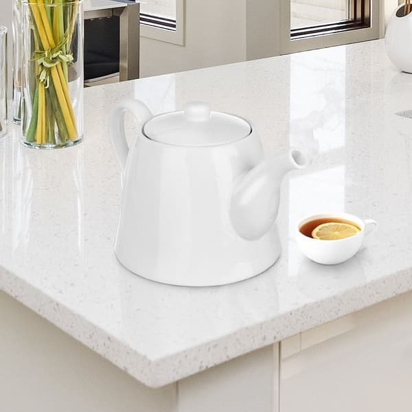 Elegant hvid porcelænskande, 2L, tåler opvaskemaskine og mikroovn