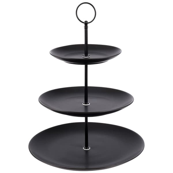 Elegant tre-lags kagebakke i sort porcelæn