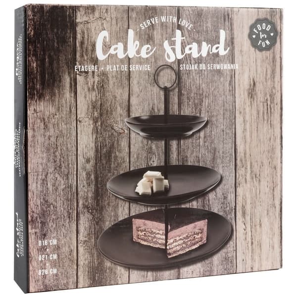 Elegant tre-lags kagebakke i sort porcelæn