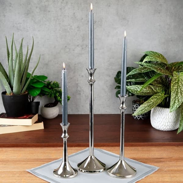 Klassisk Aluminium Ljusstake i Silver för Långt Ljus