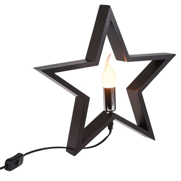Stjärnformad bordslampa i svart trä för hem och kontor