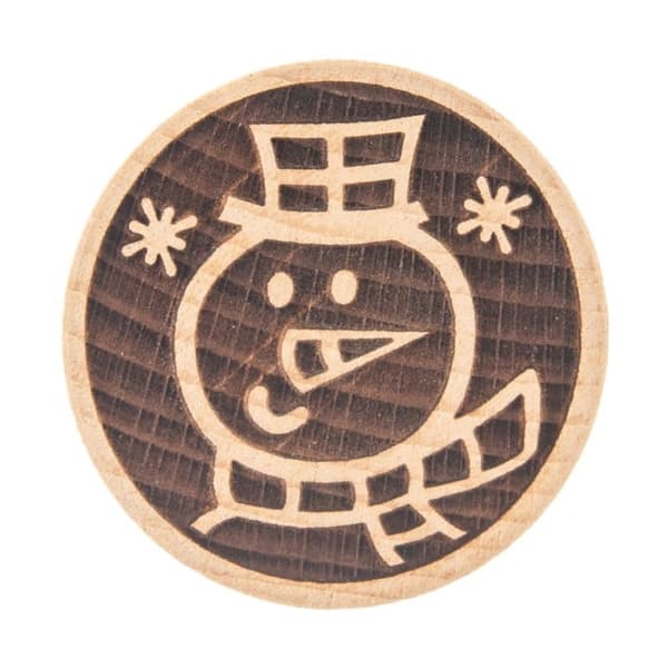 Trästämpel med snögubbemotiv för att dekorera kakor och pepparkakor