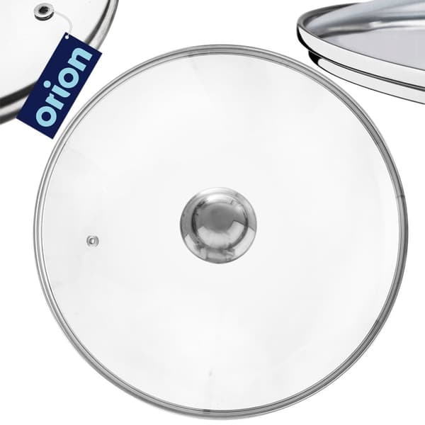 Glaslock med Stålkant och ÅngutsläppDetta högkvalitativa glaslock är värmetåligt och har en stålkant samt en upphöjd design. Utrustat med ett speciell
