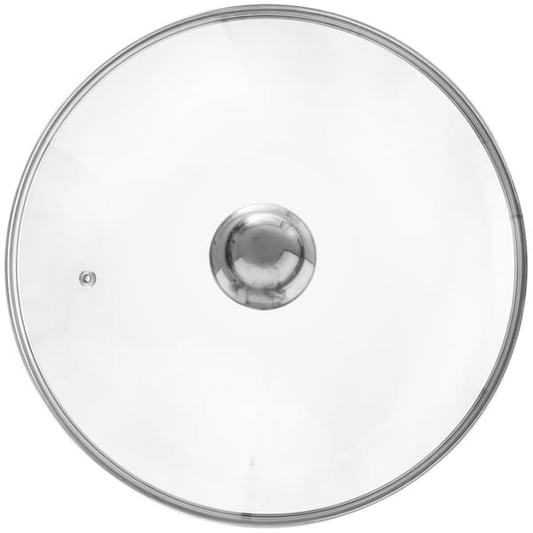 Glaslock med Stålkant och ÅngutsläppDetta högkvalitativa glaslock är värmetåligt och har en stålkant samt en upphöjd design. Utrustat med ett speciell