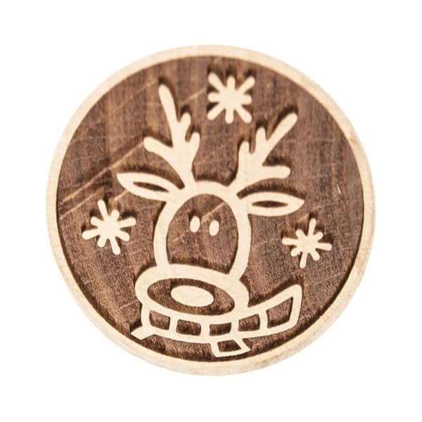 Trästämpel för kakor med renmotiv, 5,5 cm diameter