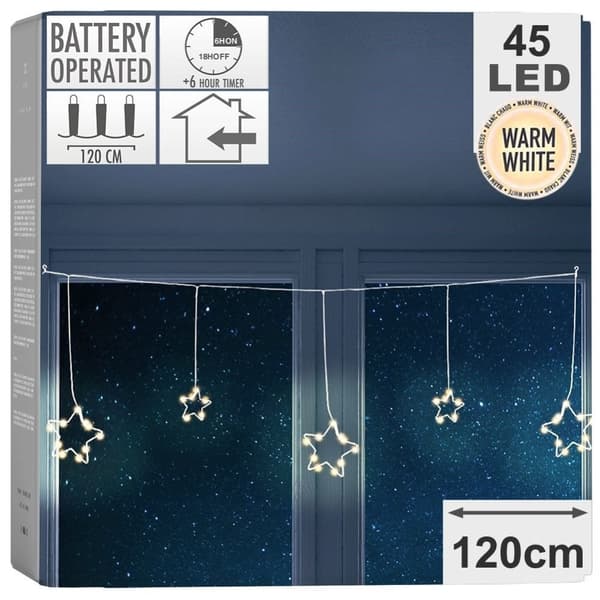 Valosarja LED-tähdillä, 45 valoa, 1,2 metriä pitkä
