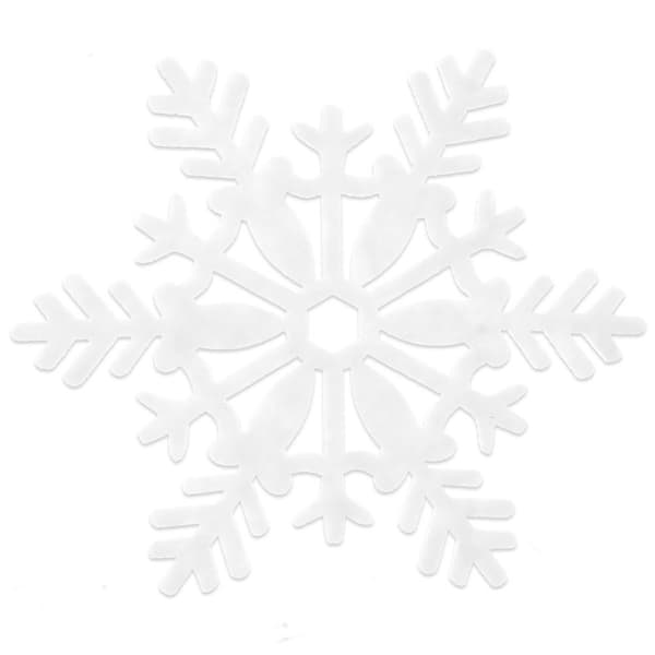 Hvite filtunderlegg i snøfnuggform til glass og panner