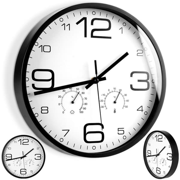 Unik veggklokke med termometer og hygrometer - 30 cm