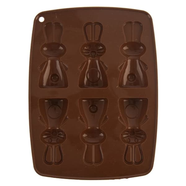 Silikonform for baking av 6 kaninformede søtsaker