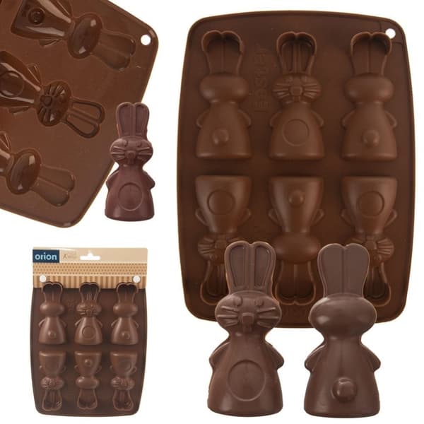 Silikonform for baking av 6 kaninformede søtsaker