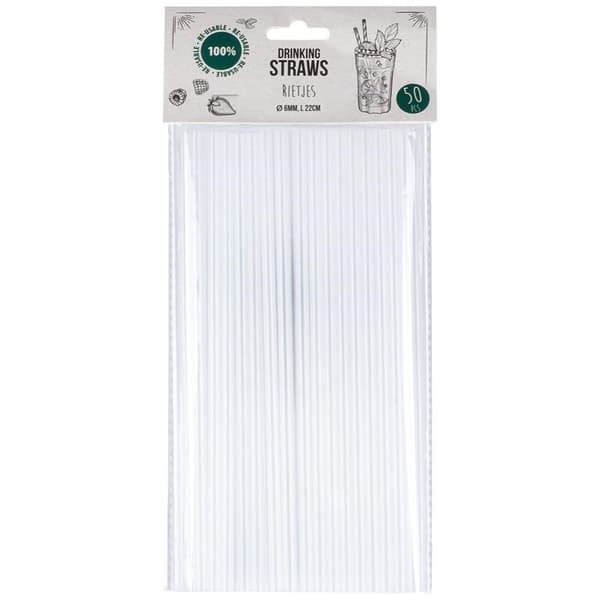 Återanvändbara transparenta sugrör, 50-pack, för alla drycker
