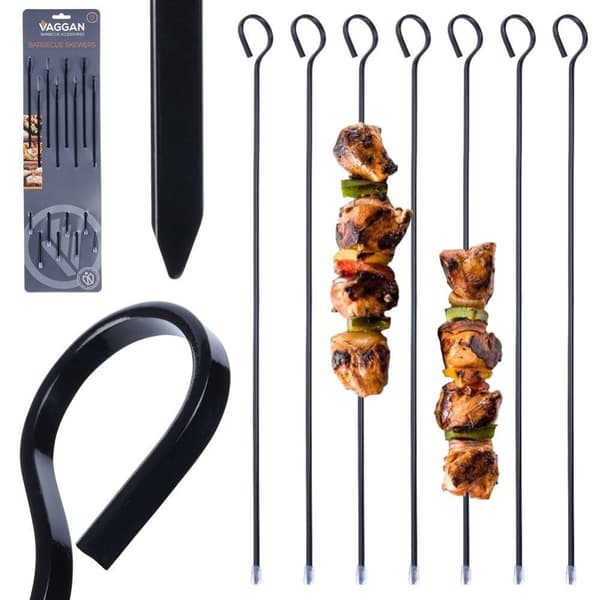 Grillspydsett i rustfritt stål, non-stick, 8-pakning