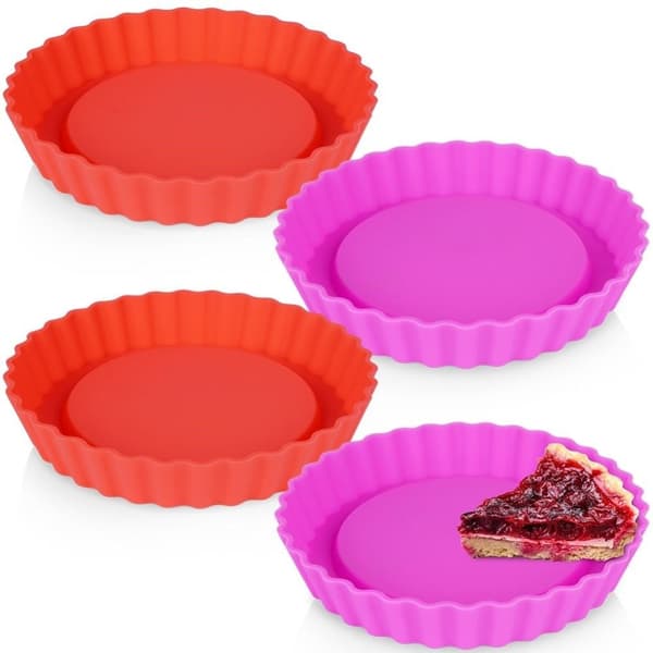 Sæt med 4 mini-tarteletforme i silikone, tåler opvaskemaskine