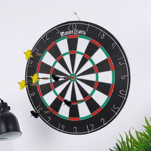 Dubbelsidig Darttavla, 45 cm, Trä, Inkl. Pilar i Färger