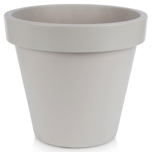 Højkvalitets beige plastpotte til have og terrasse