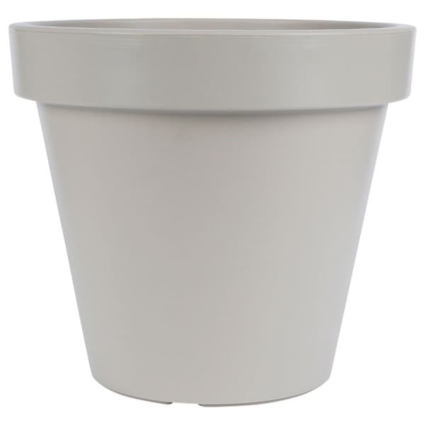 Højkvalitets beige plastpotte til have og terrasse