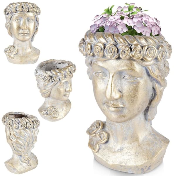 Gresk Head blomsterpotte i gullsement for unik innredning